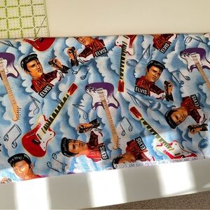 Elvis Presley Blue Musical Print Fabric
